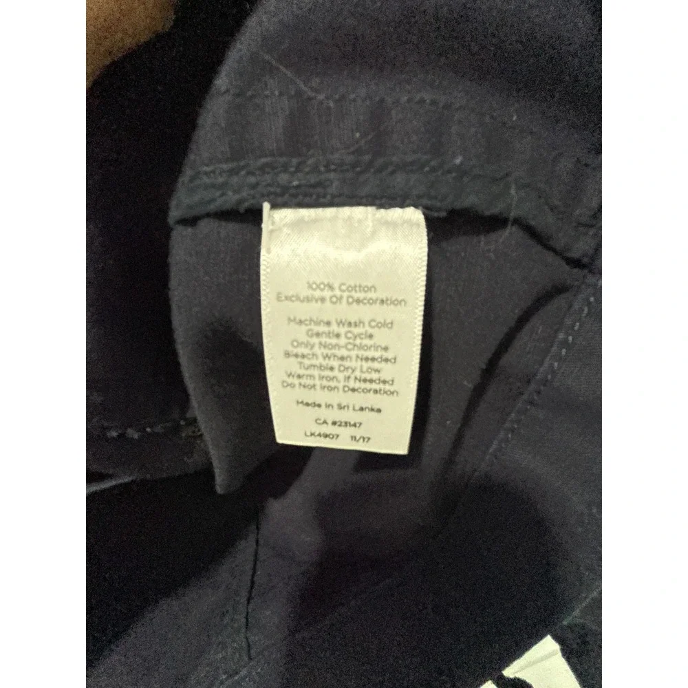 Talbots Navy Blue 100% Cotton Pom Pom Trim Utility Field Jacket Womens XL LK4907